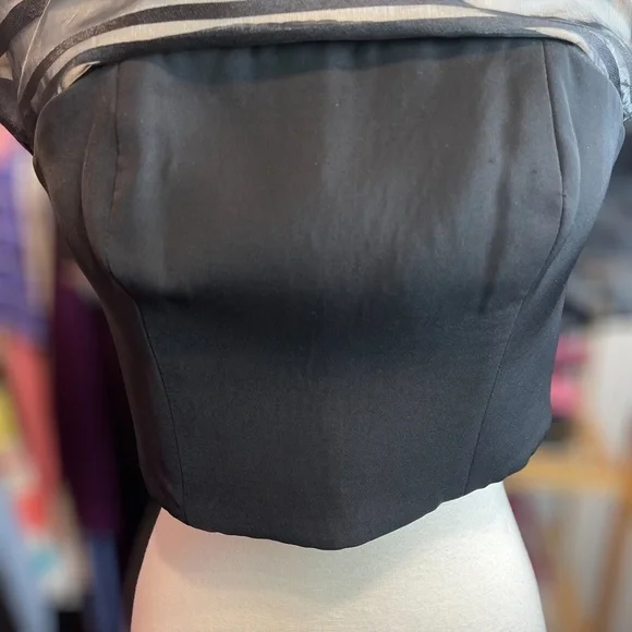 CAMEO ~ Black Department Bustier with Sheer Swing Top Overlay ~ Size Small - Picture 7 of 9
